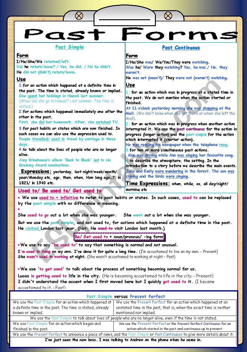Past  Tenses - Grammar worksheet