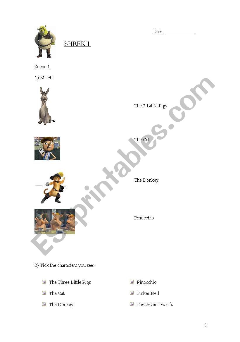 Shrek 1 - Movie worksheet