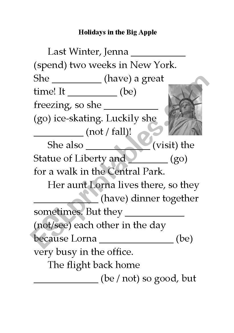 Simple Past fill in worksheet