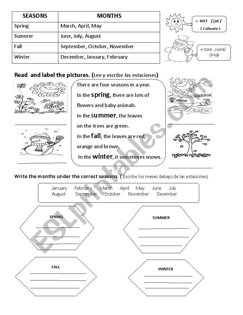 The seasons worksheet