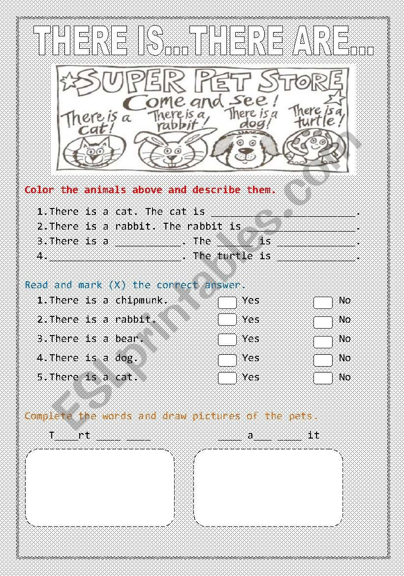 PETS, THERE IS AND THERE ARE worksheet