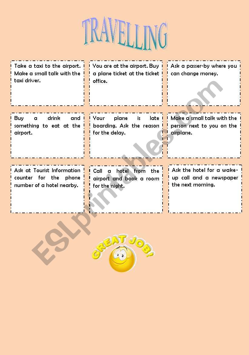 TRAVELLING SPEAKING ACTIVITY (ROLE-PLAYS)