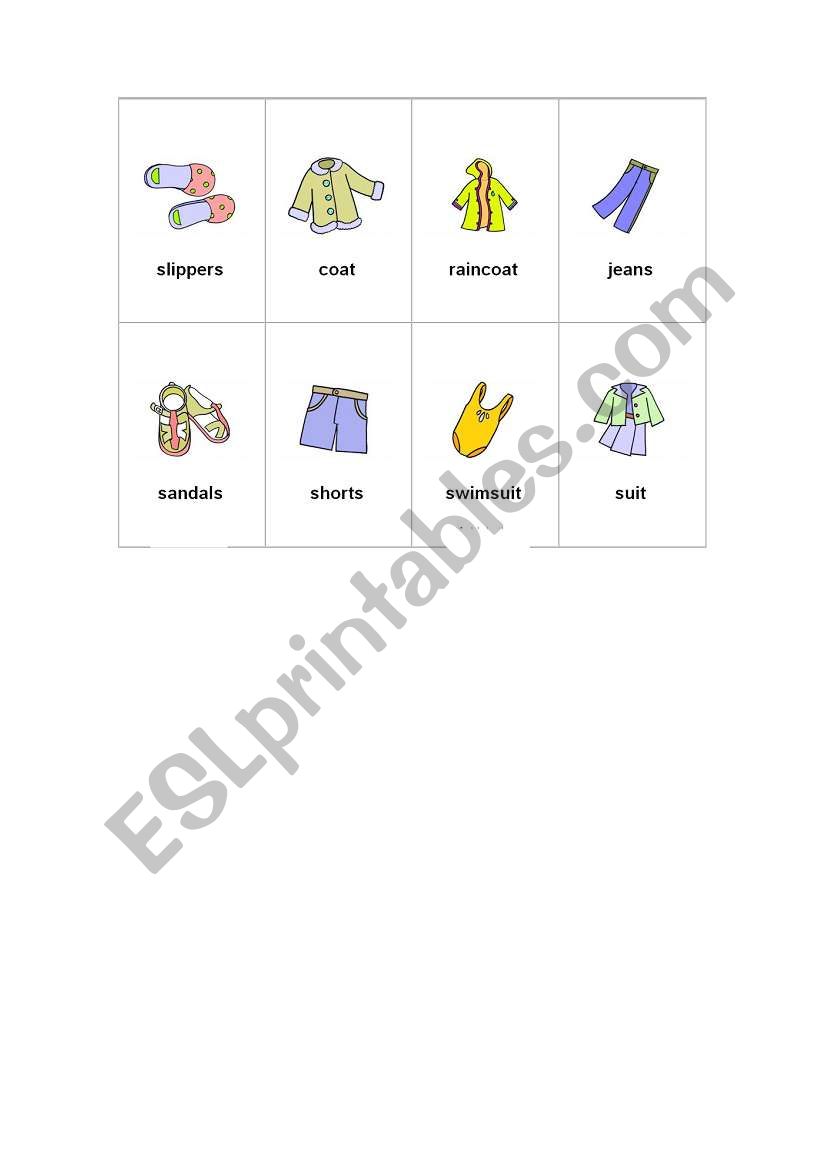 clothes worksheet