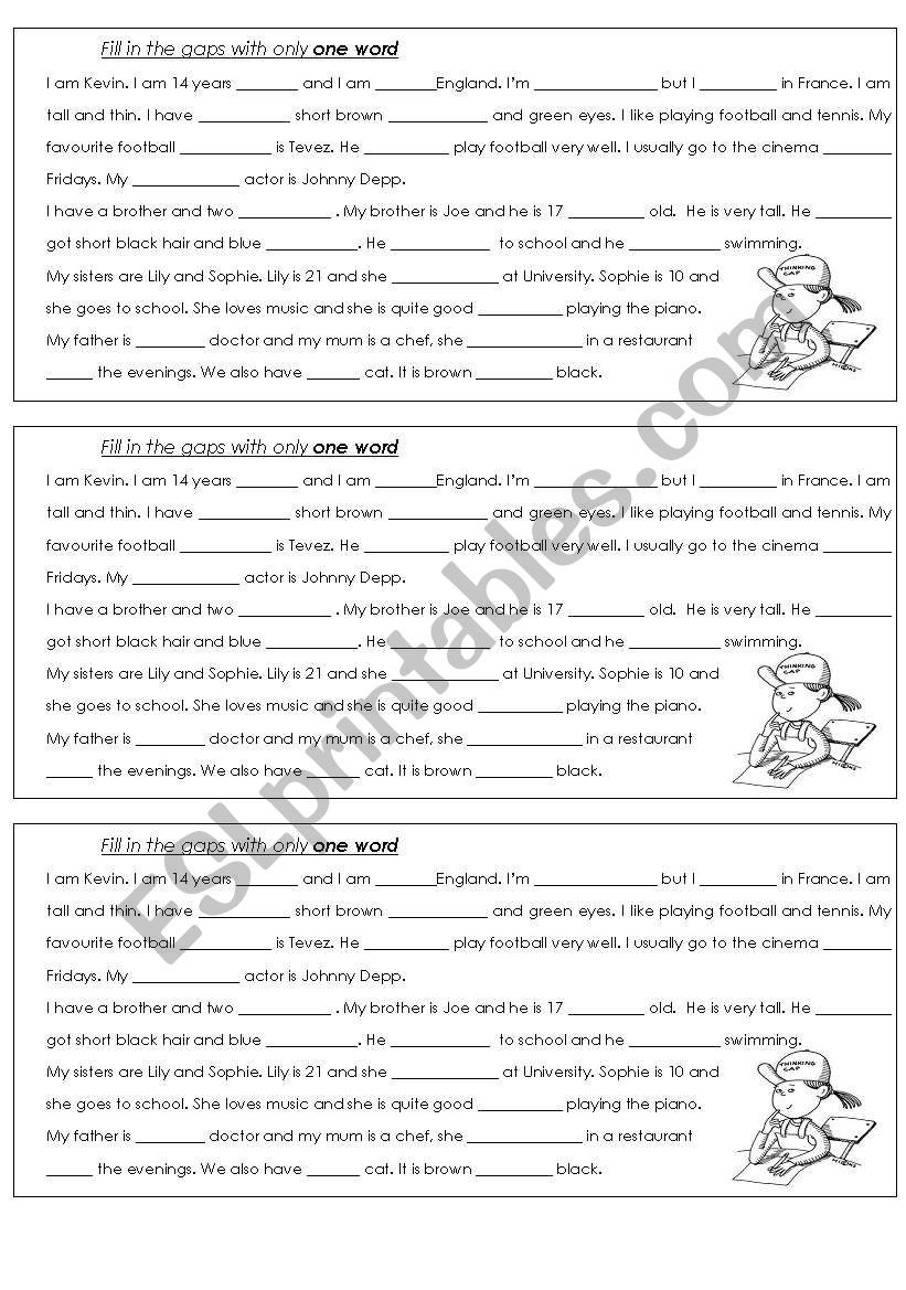 Fill in the gaps worksheet