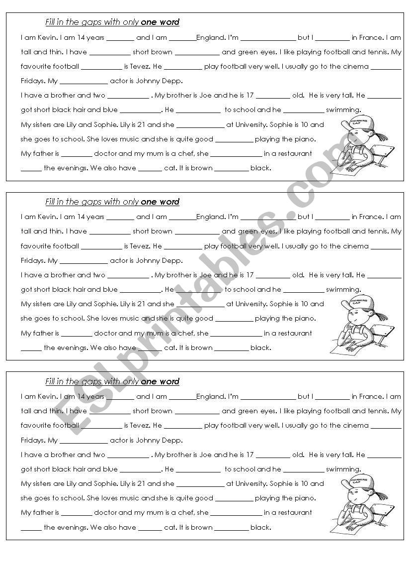 Fill in the gaps worksheet