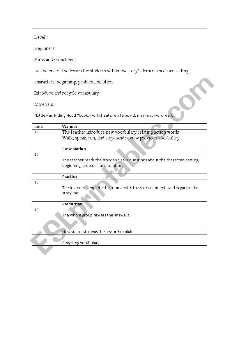 storytelling elements worksheet