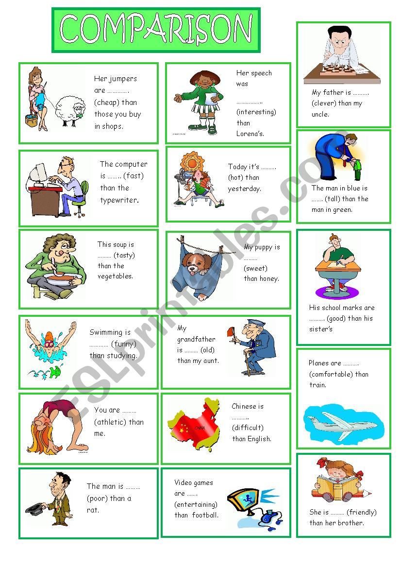 COMPARISON OF ADJECTIVES worksheet