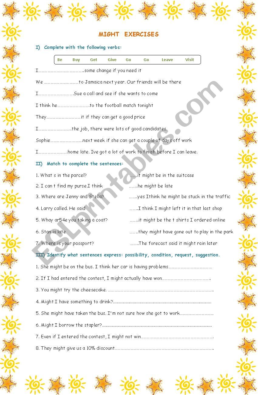 MODAL VERB MIGHT worksheet