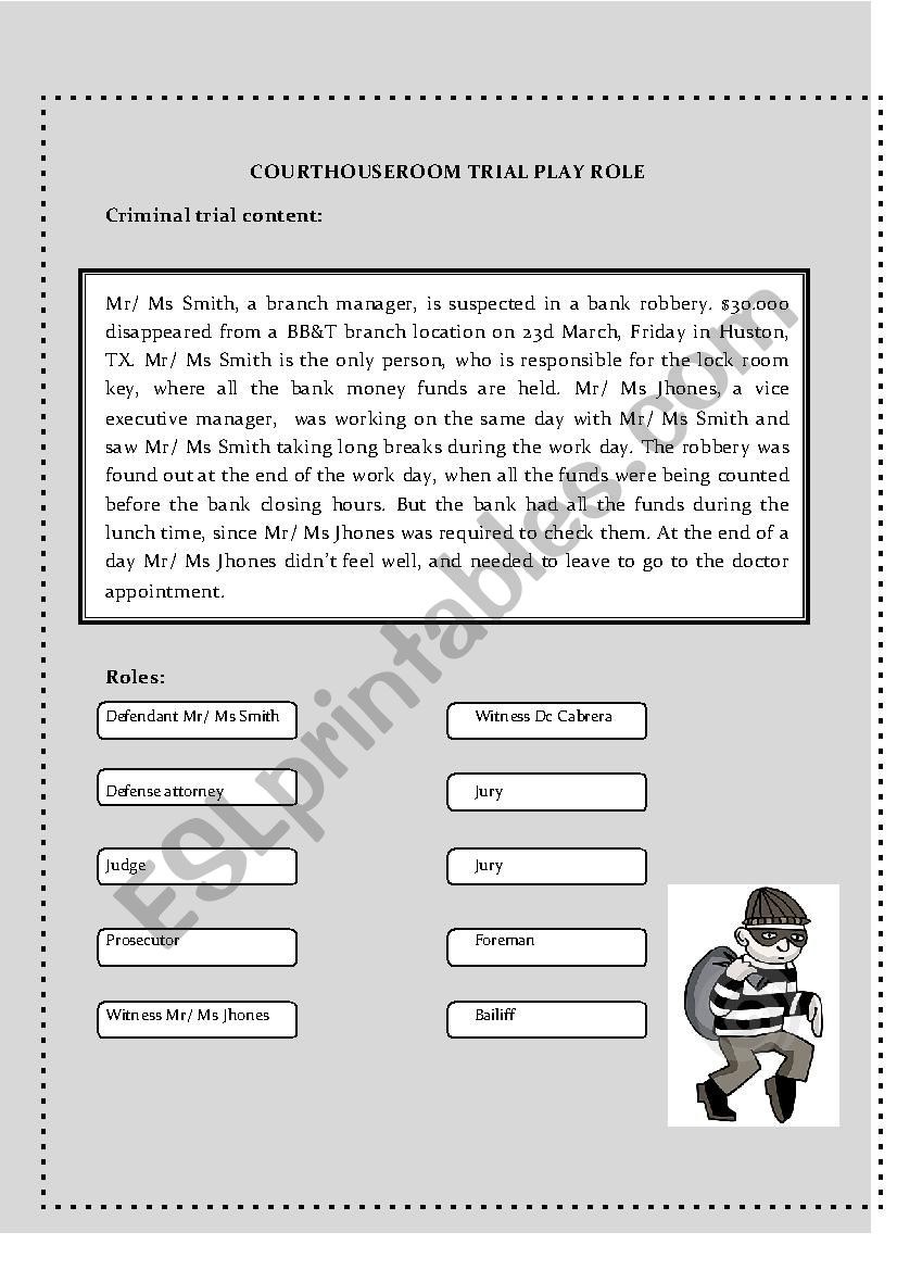 Courtroom Drama Play worksheet