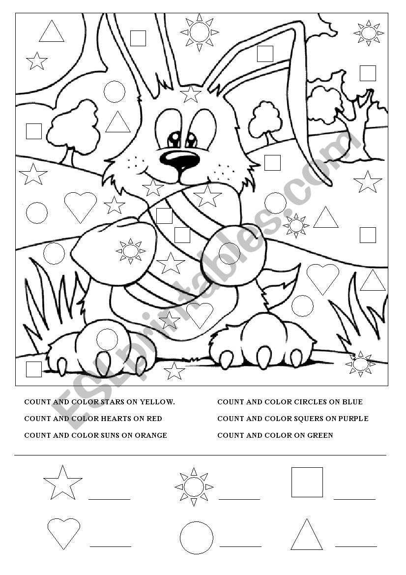 Easter bunny color& count for young learners