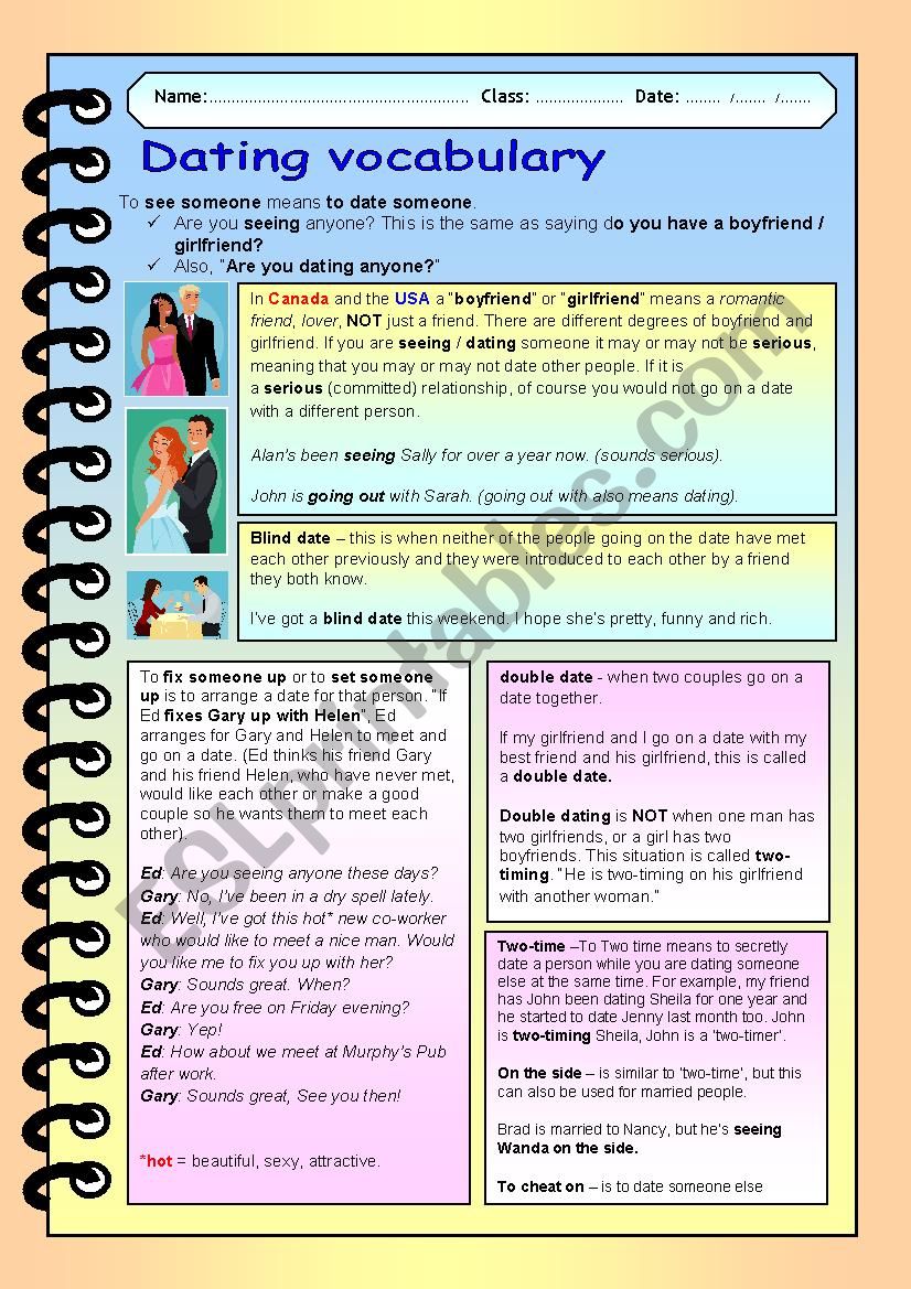 Vocabulary - Dating and relationship language