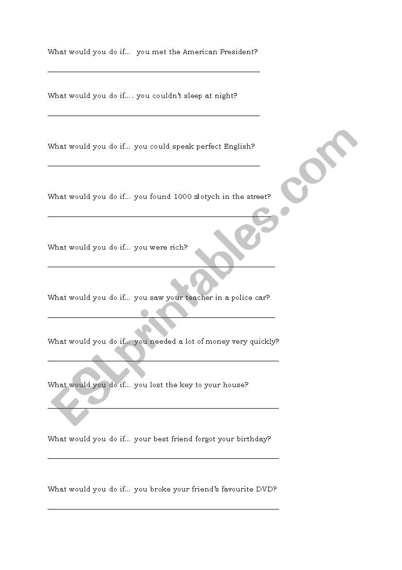 SECOND CONDITIONAL - SPEAKING - ESL worksheet by sylwia12488