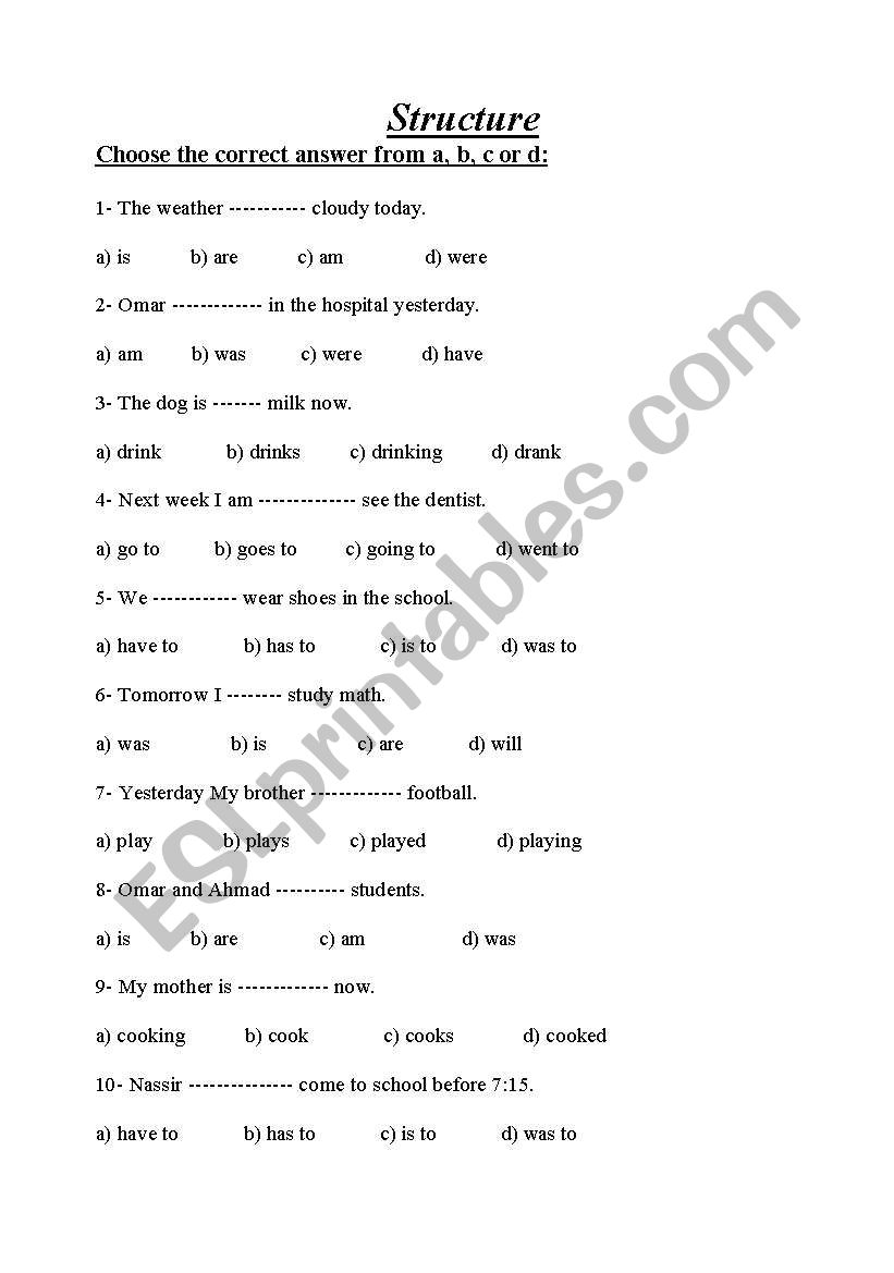 revision worksheet