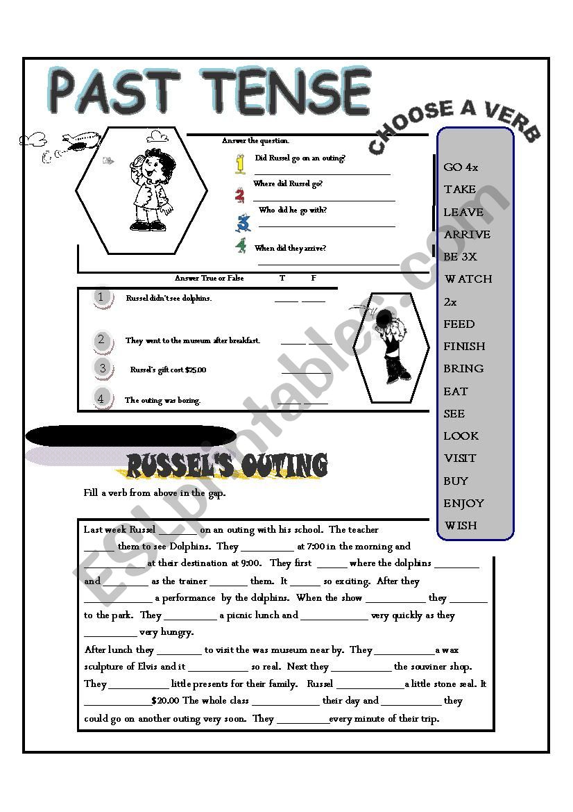 RUSSELS OUTING SIMPLE PAST worksheet