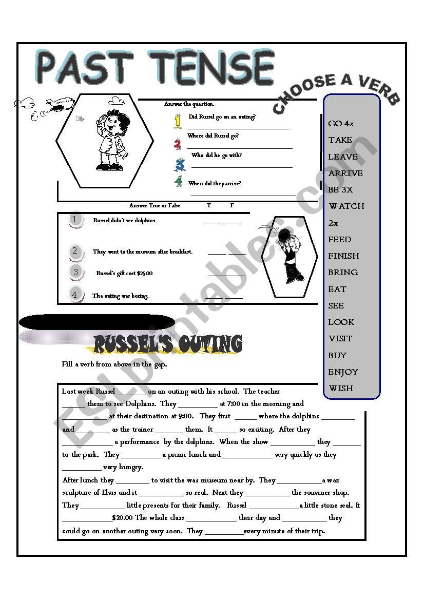 RUSSELÂ´S OUTING SIMPLE PAST worksheet