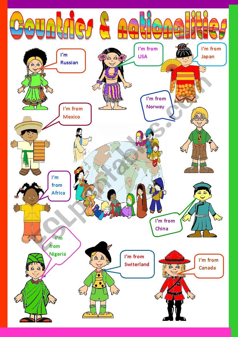 Countries and nationalities worksheet