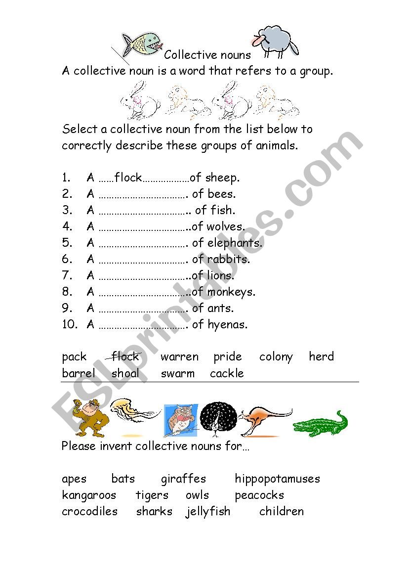 Collective nouns  worksheet