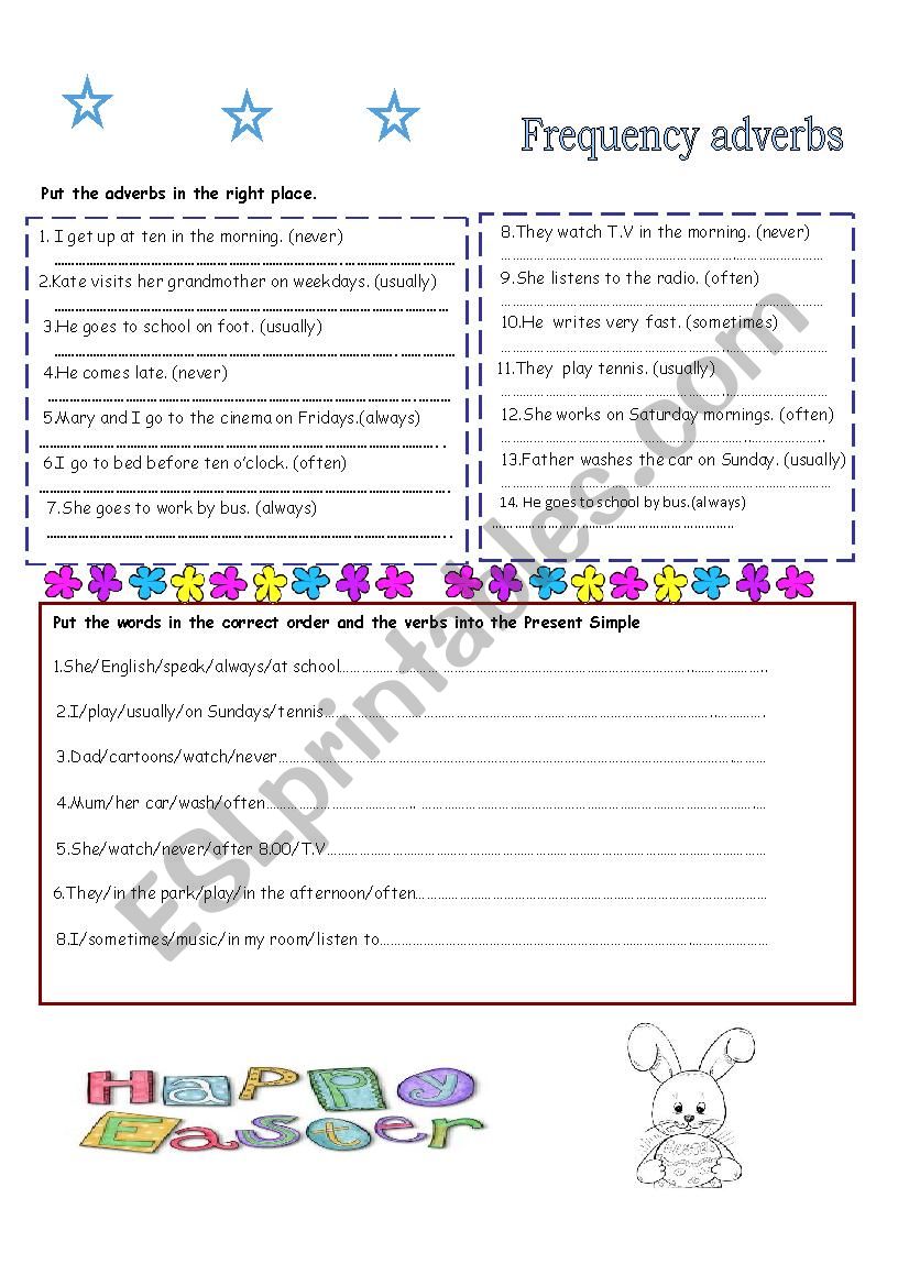 FREQUENCY ADVERBS worksheet