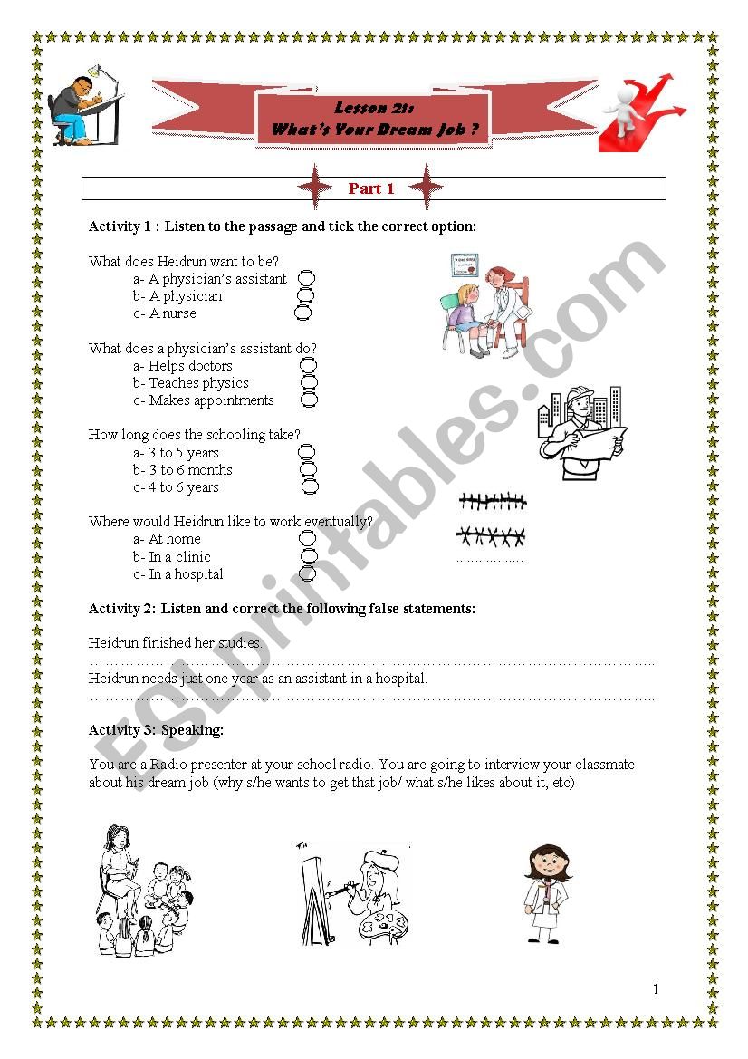 What´s your dream job? worksheet What´s your dream job? worksheet