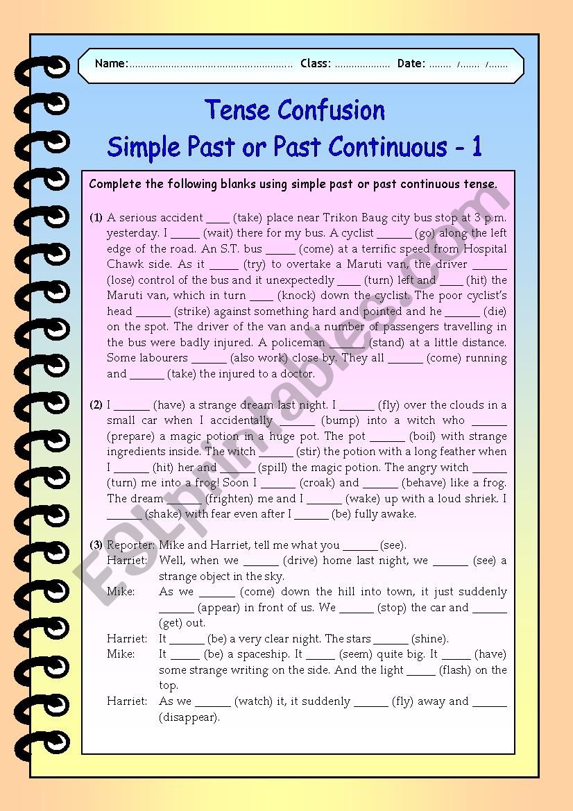 Tense Confusion Simple Past or Past Continuous
