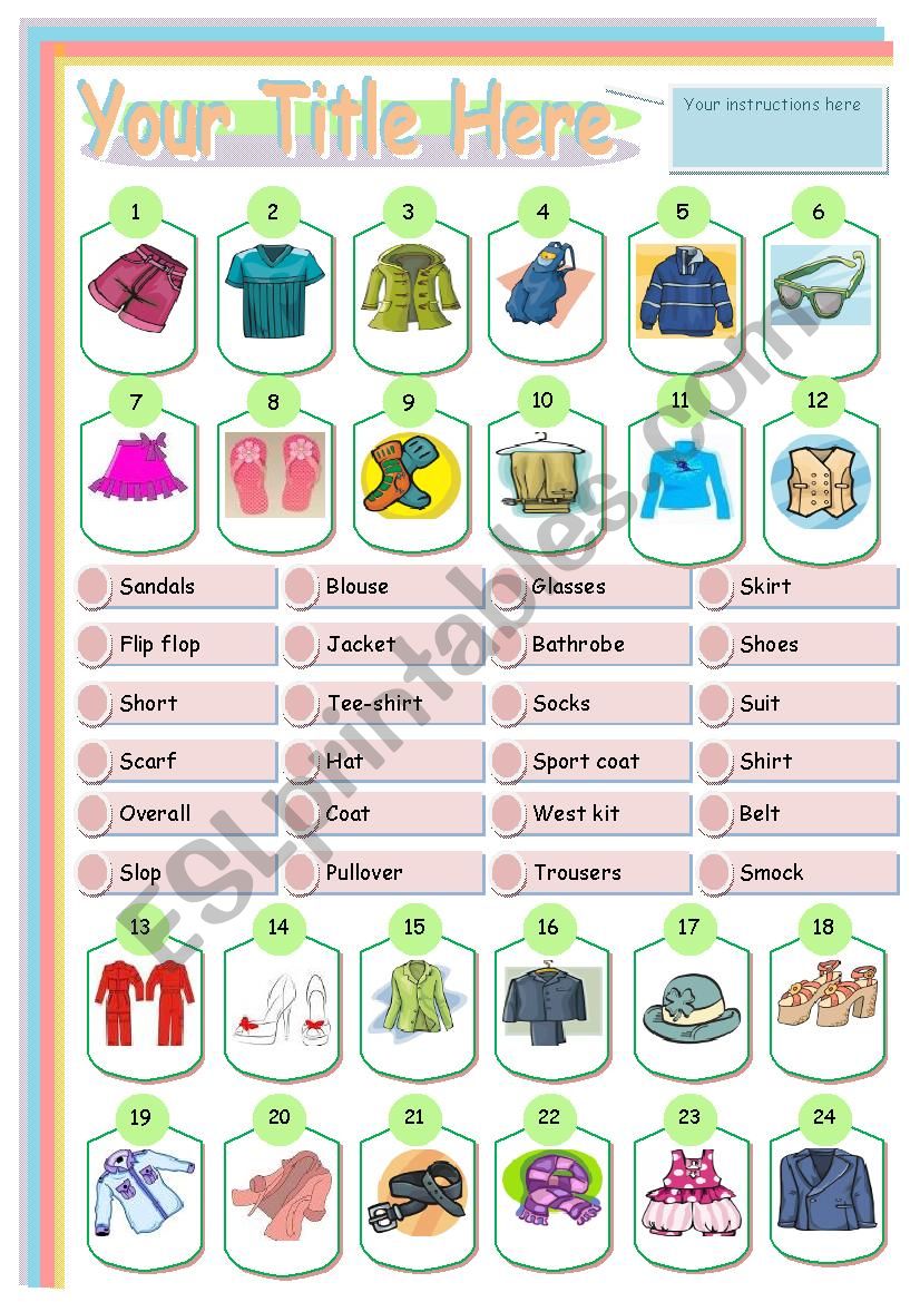 clothes matching worksheet