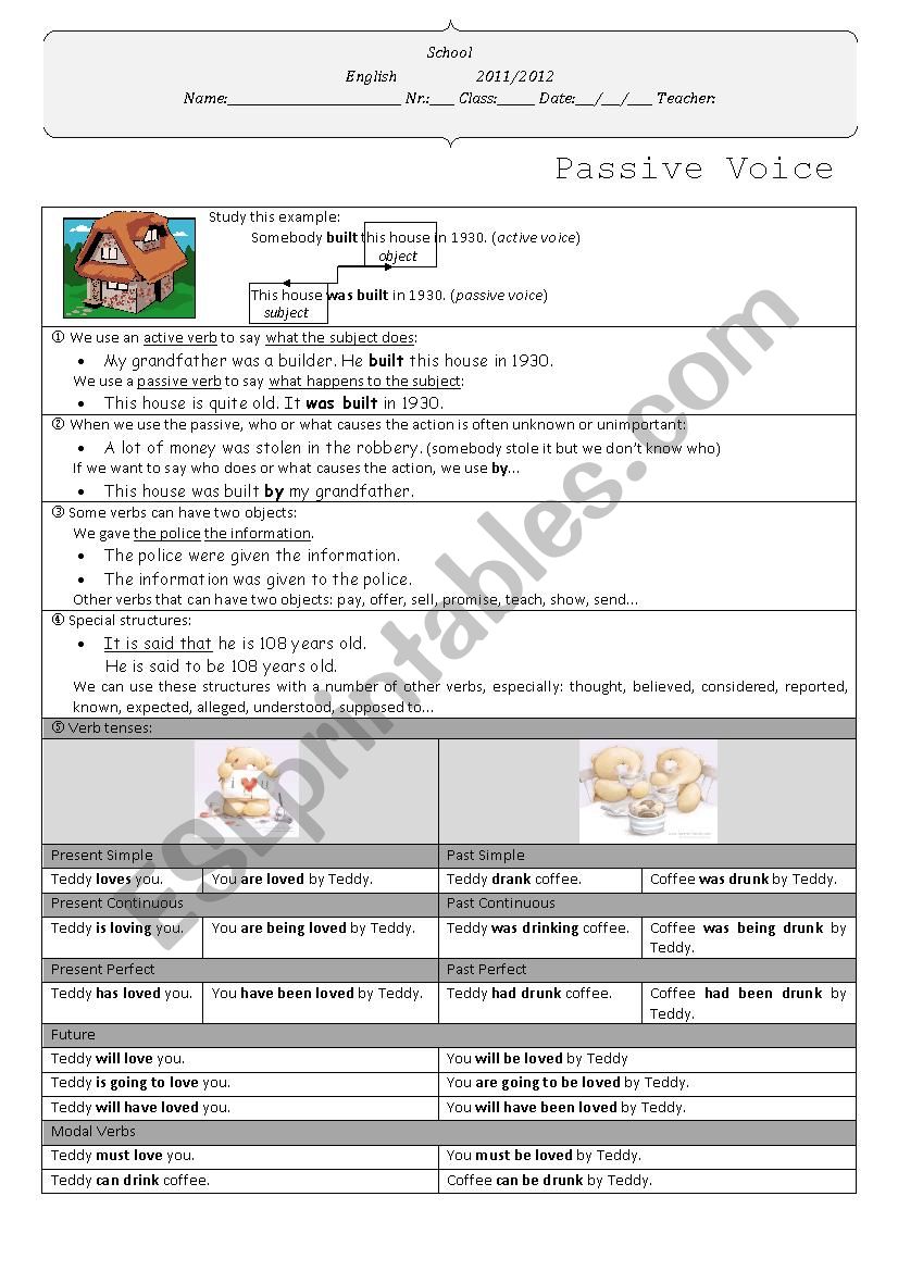 Passive Voice worksheet