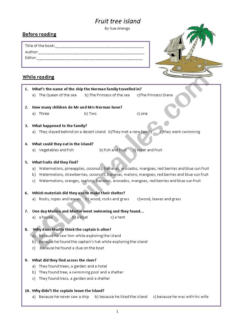 Fruit Tree Island worksheet