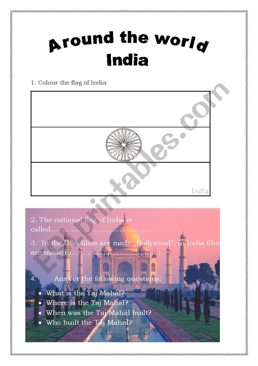 Around the world - India worksheet