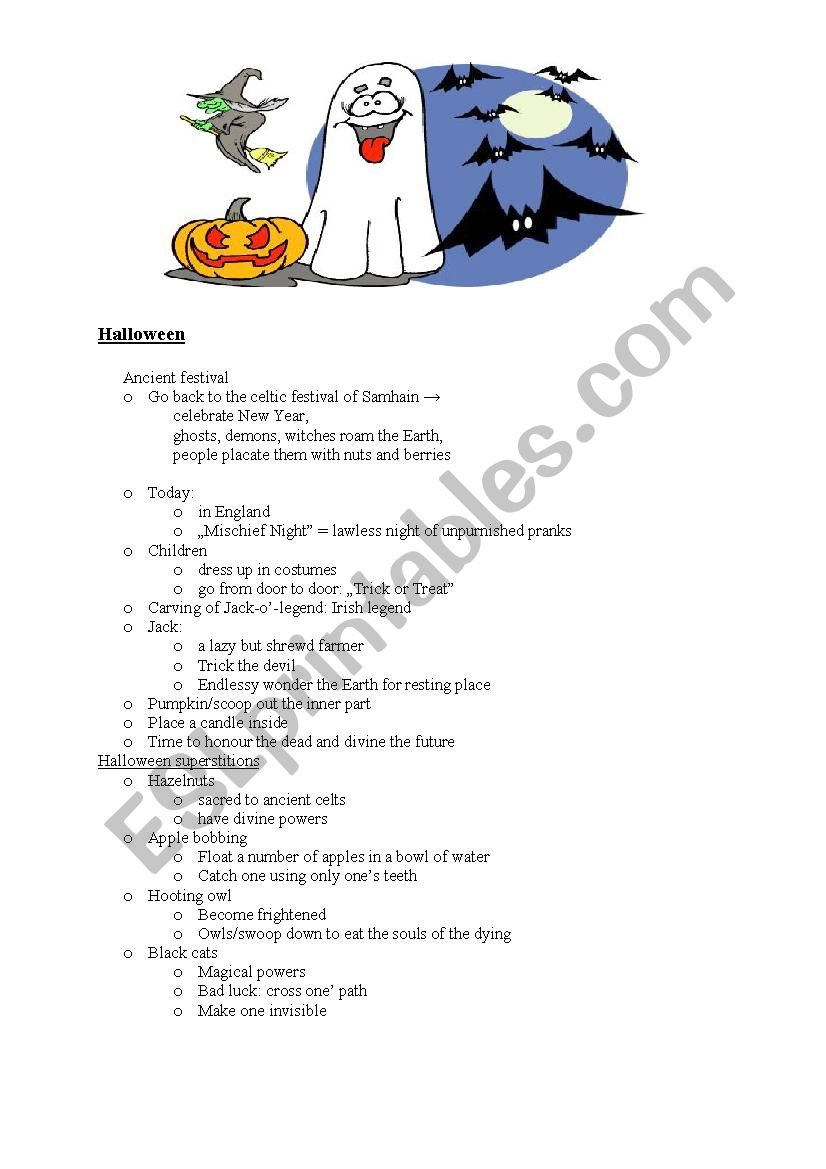 hallowen worksheet