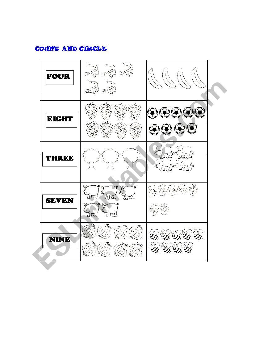 COLOURS AND NUMBERS worksheet