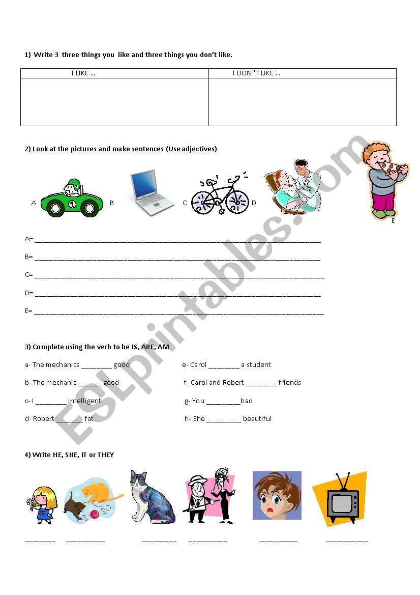 adjectives worksheet