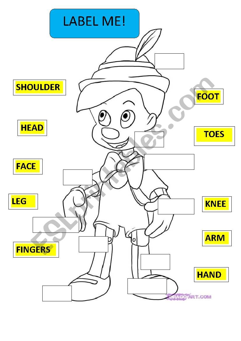 LABEL ME PINOCCHIO worksheet