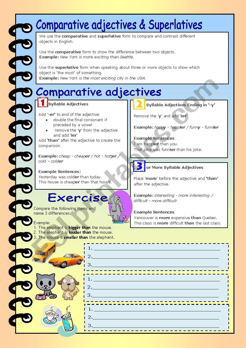 Theory and exercise - Comparative adjectives and superlatives