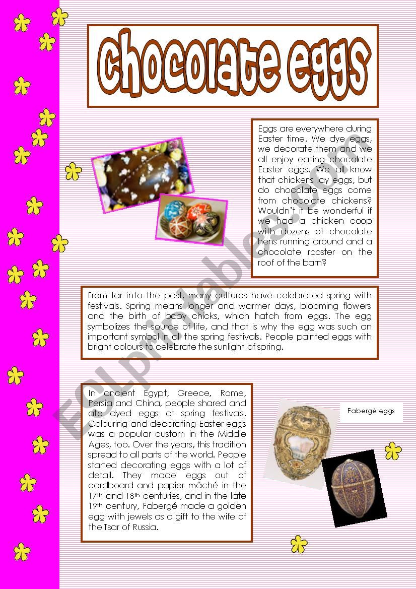 Chocolate eggs worksheet