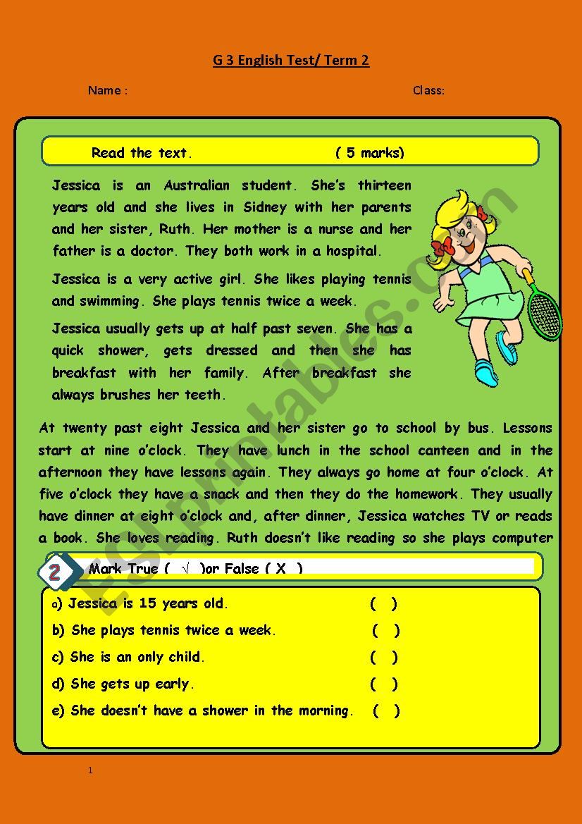 G3 English Test worksheet