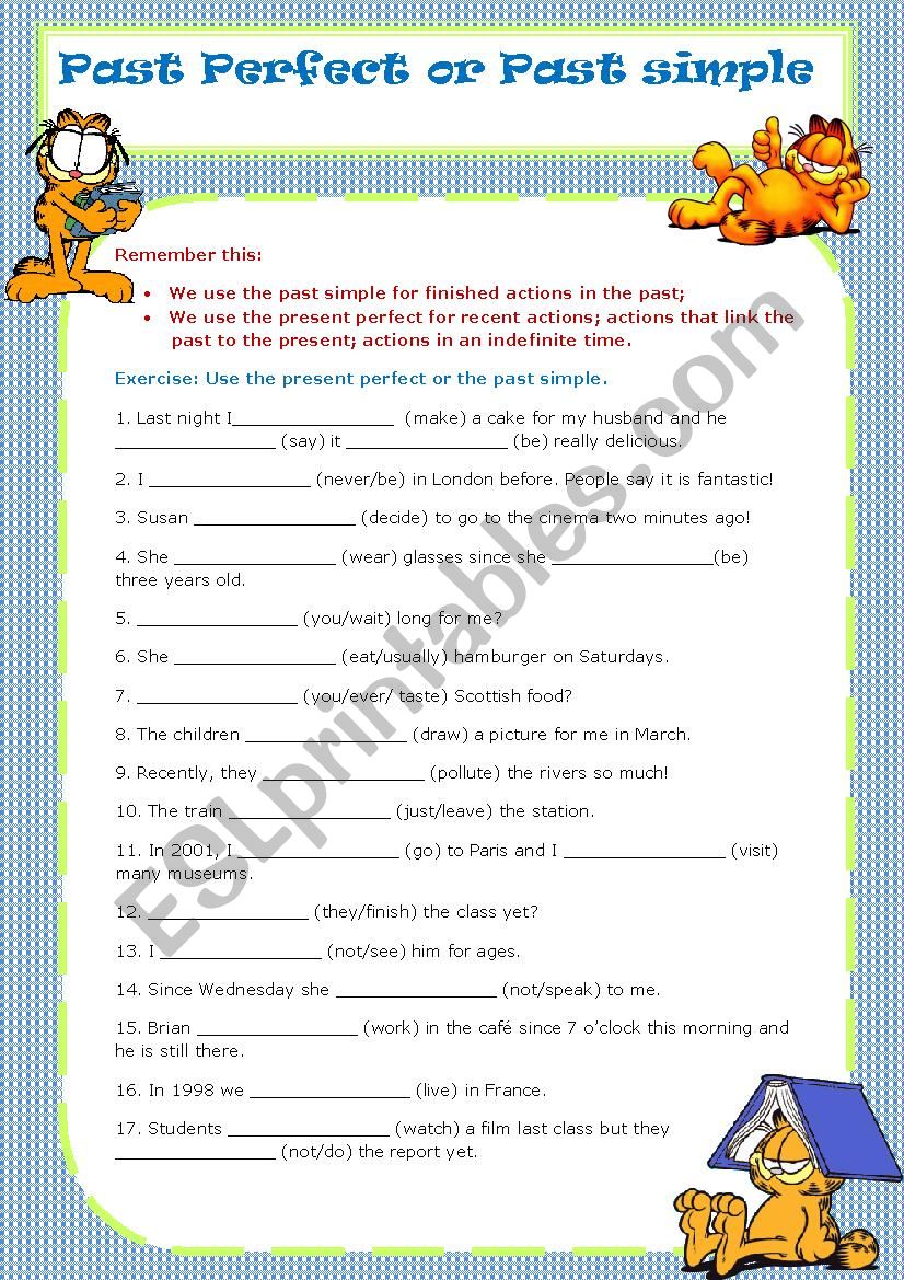 Past simple/present Perfect worksheet