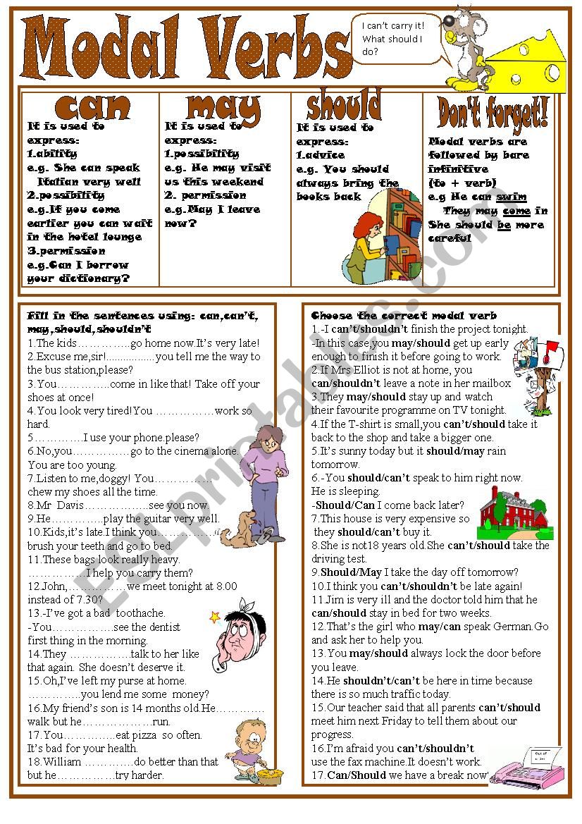 Modal Verbs (Can,May,Should) worksheet