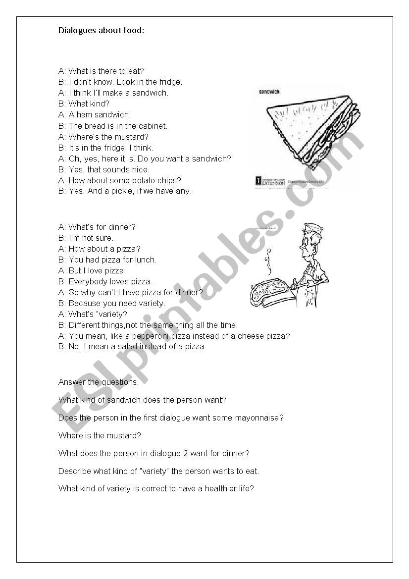 Food conversation worksheet