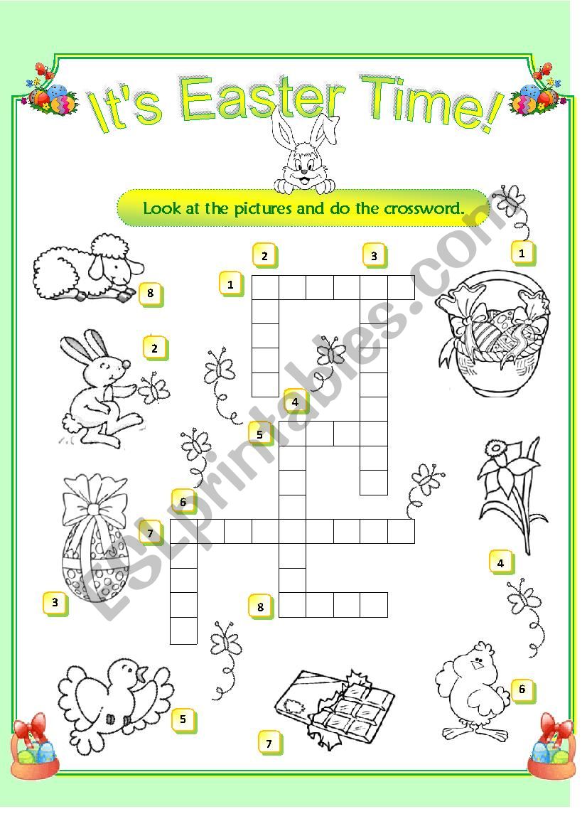 Easter crossword worksheet