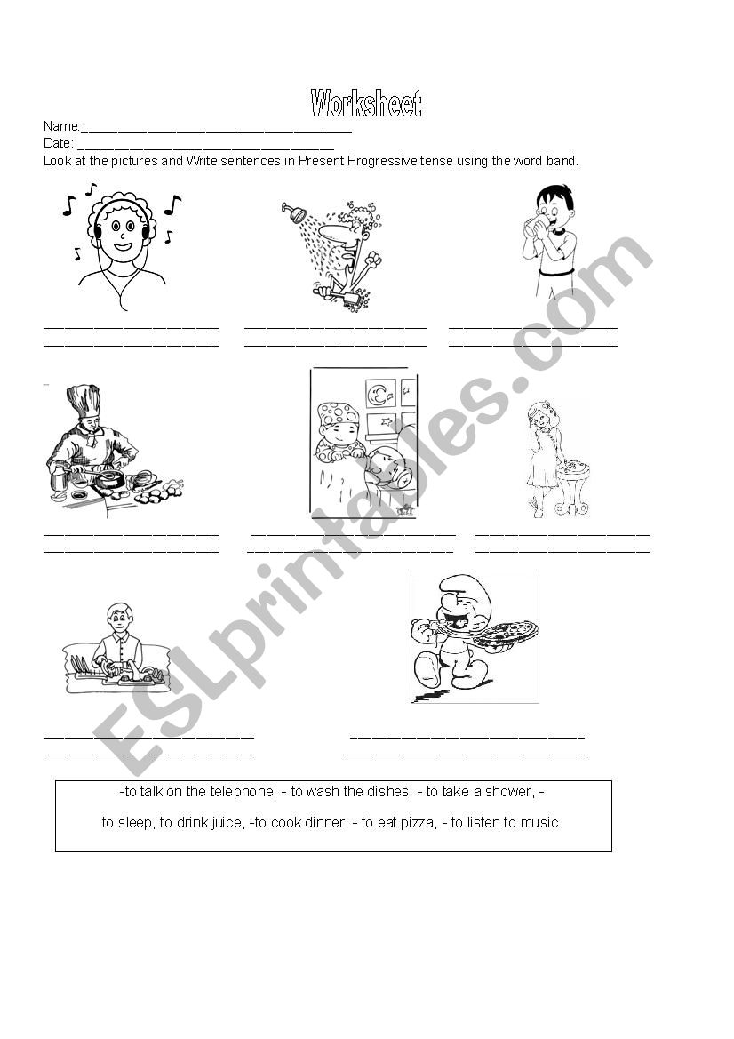 present progressive worksheet