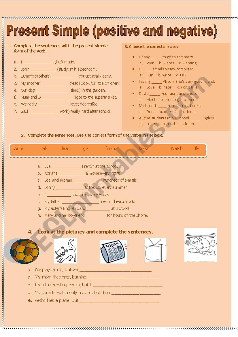 Present Simple positive And Negative ESL Worksheet By Ximealex