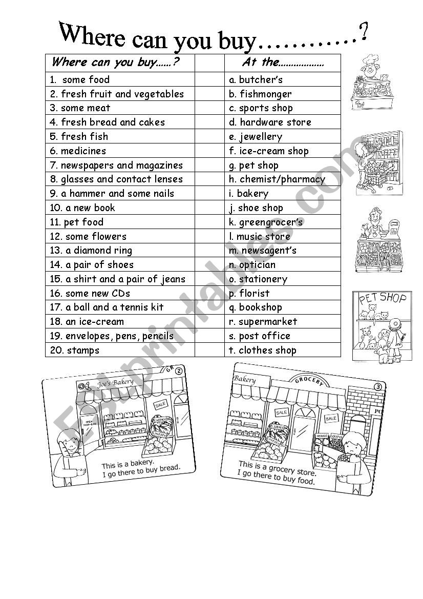 WHERE CAN YOU BUY....? worksheet