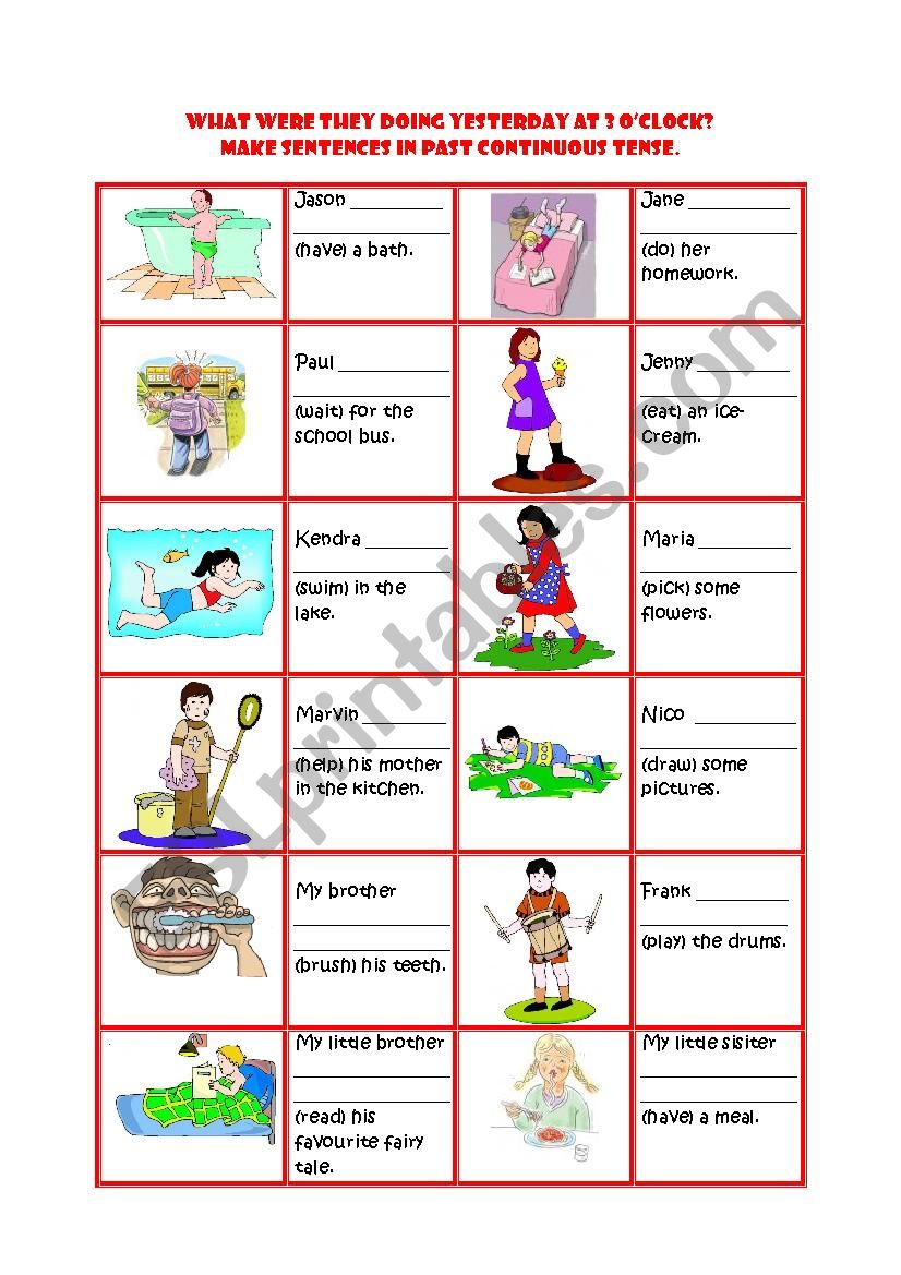 Past Continuous Tense worksheet