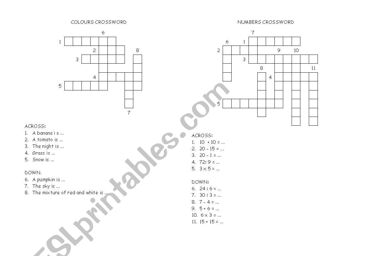 Crosswords worksheet