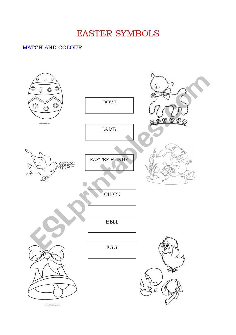 Easter symbols worksheet