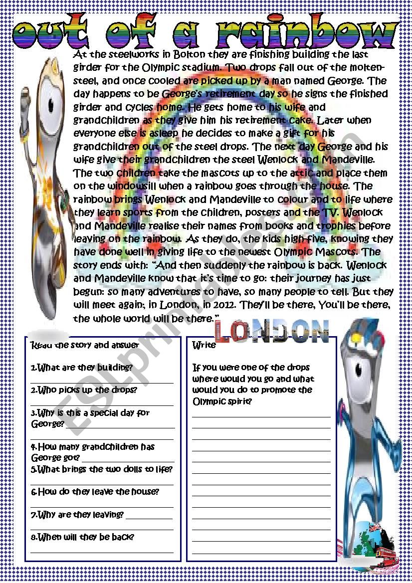 Out of a rainbow worksheet