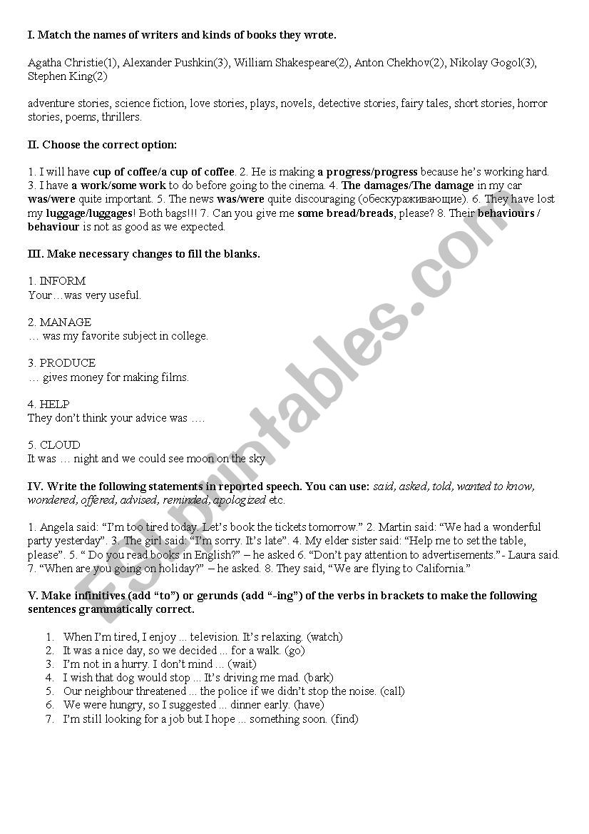 Test worksheet