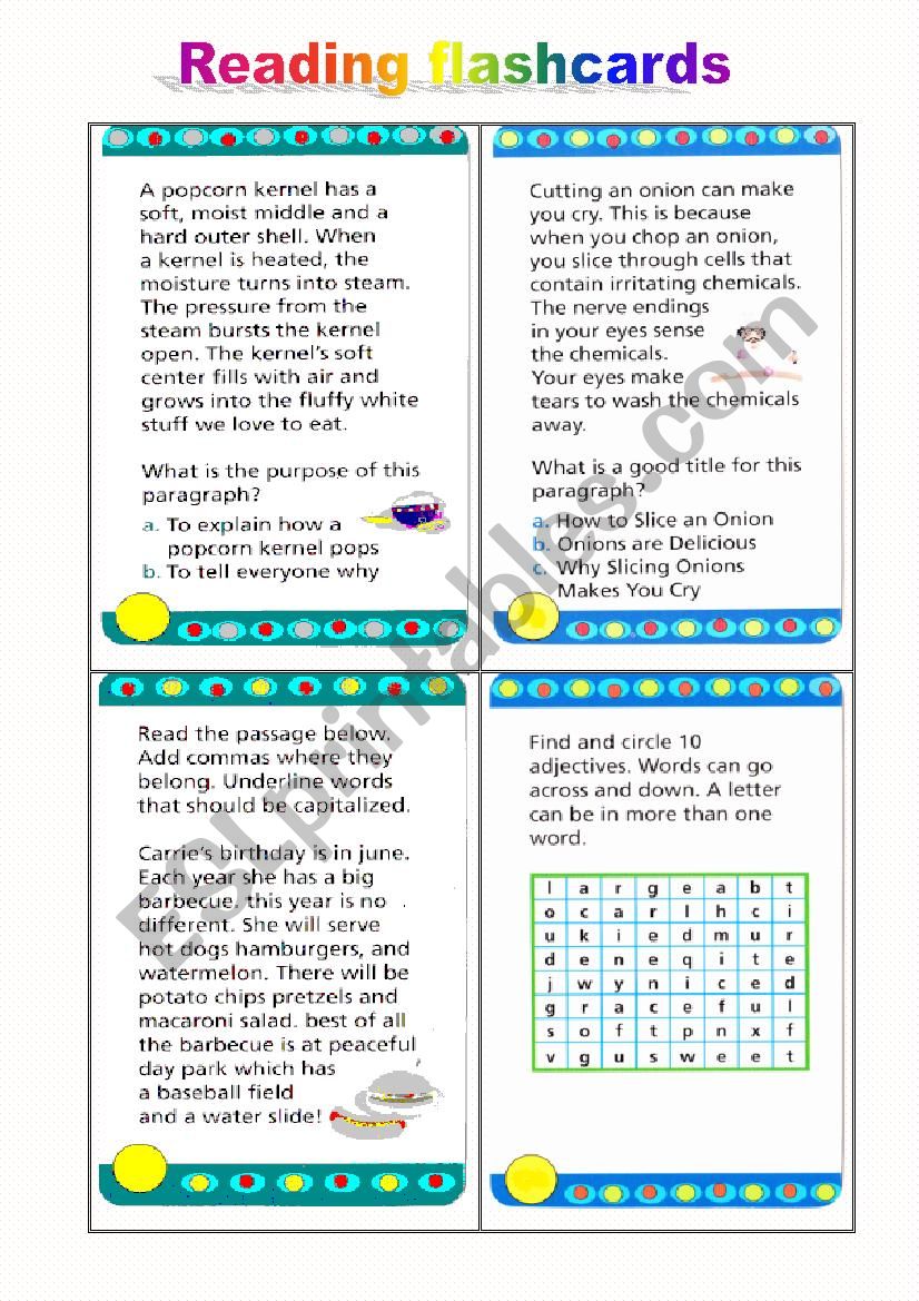 Reading flashcards 1 worksheet