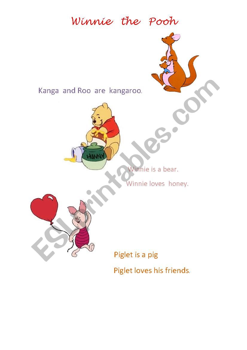animal (winnie the pooh) worksheet