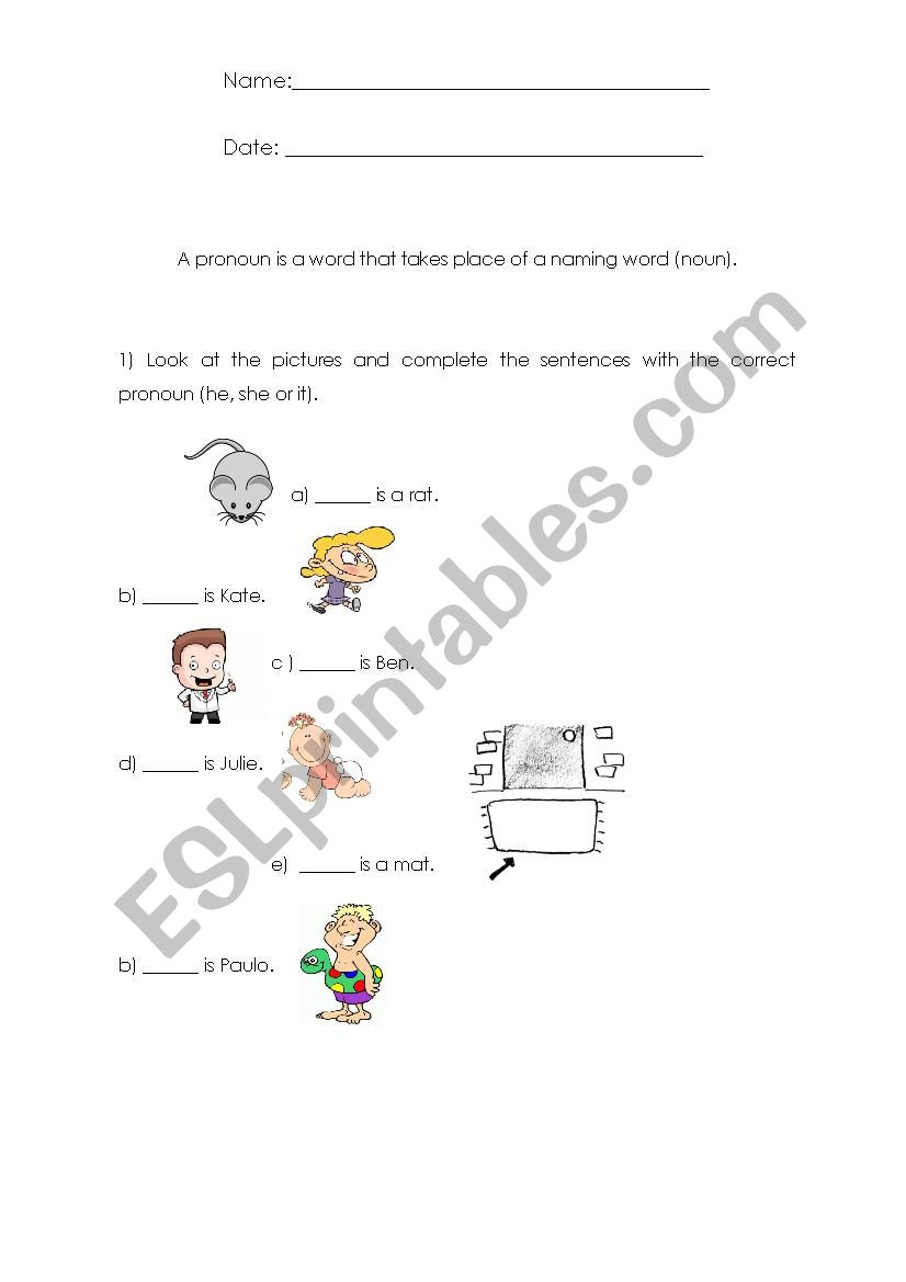 Pronouns for beginners worksheet